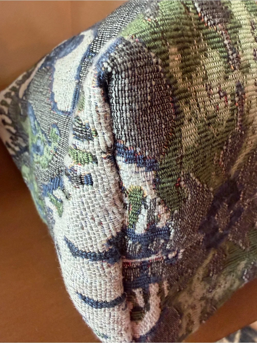 Tory Burch Olive Green, Navy and Cream Tapestry Tote with Dust Bag & long strap